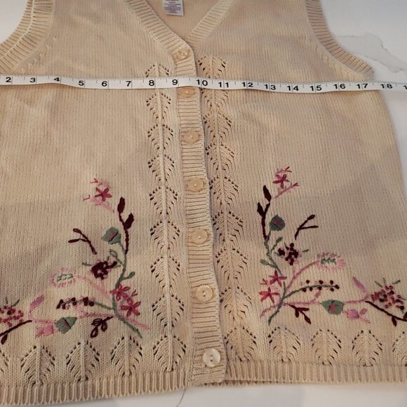 CARROLL  Reed Vest Vintage Ladies Women's Size Medium Embroidery Floral - Picture 8 of 9